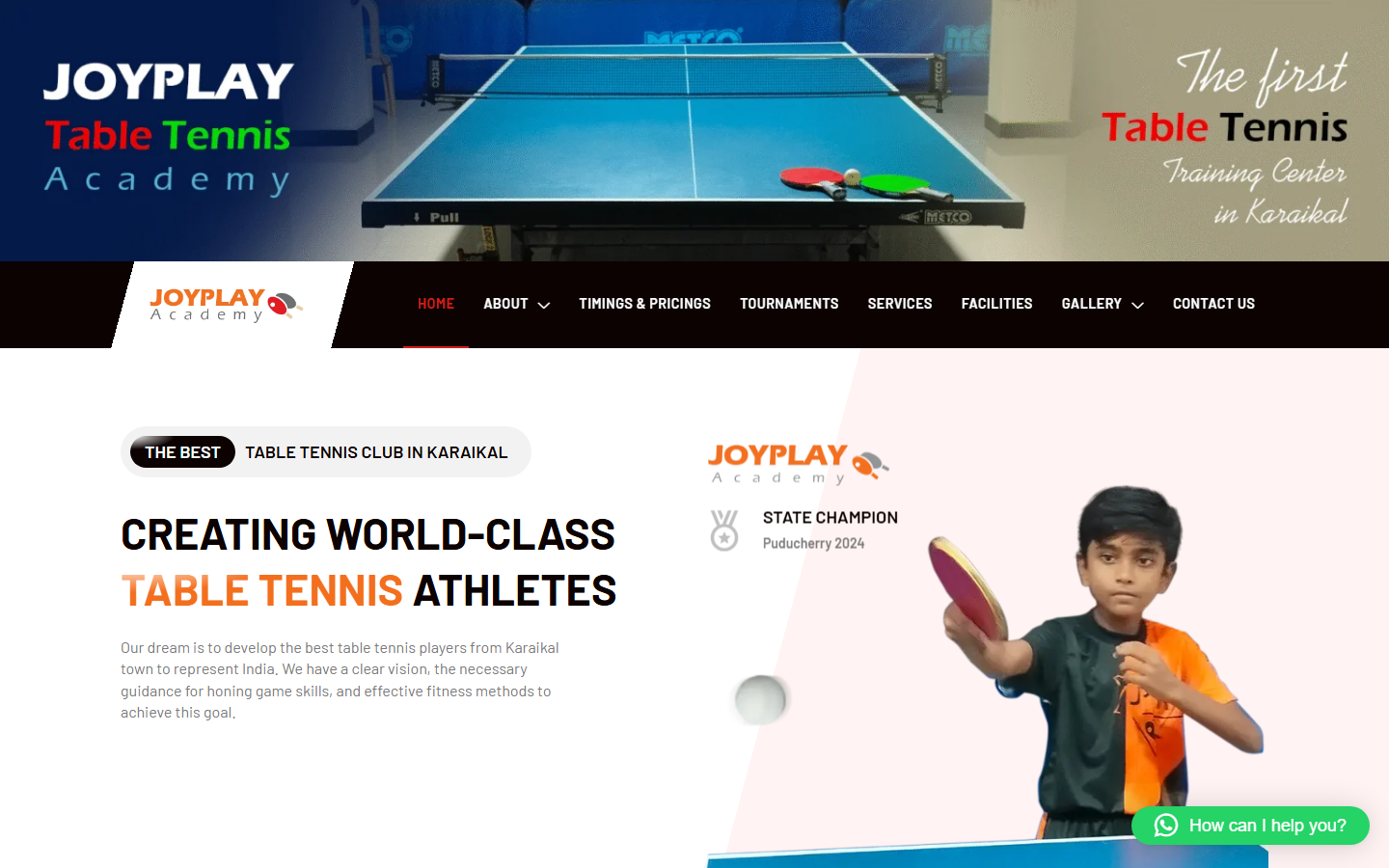 Website designed by RK Techno Solutions for Joyplay TT Academy — Sports & Education