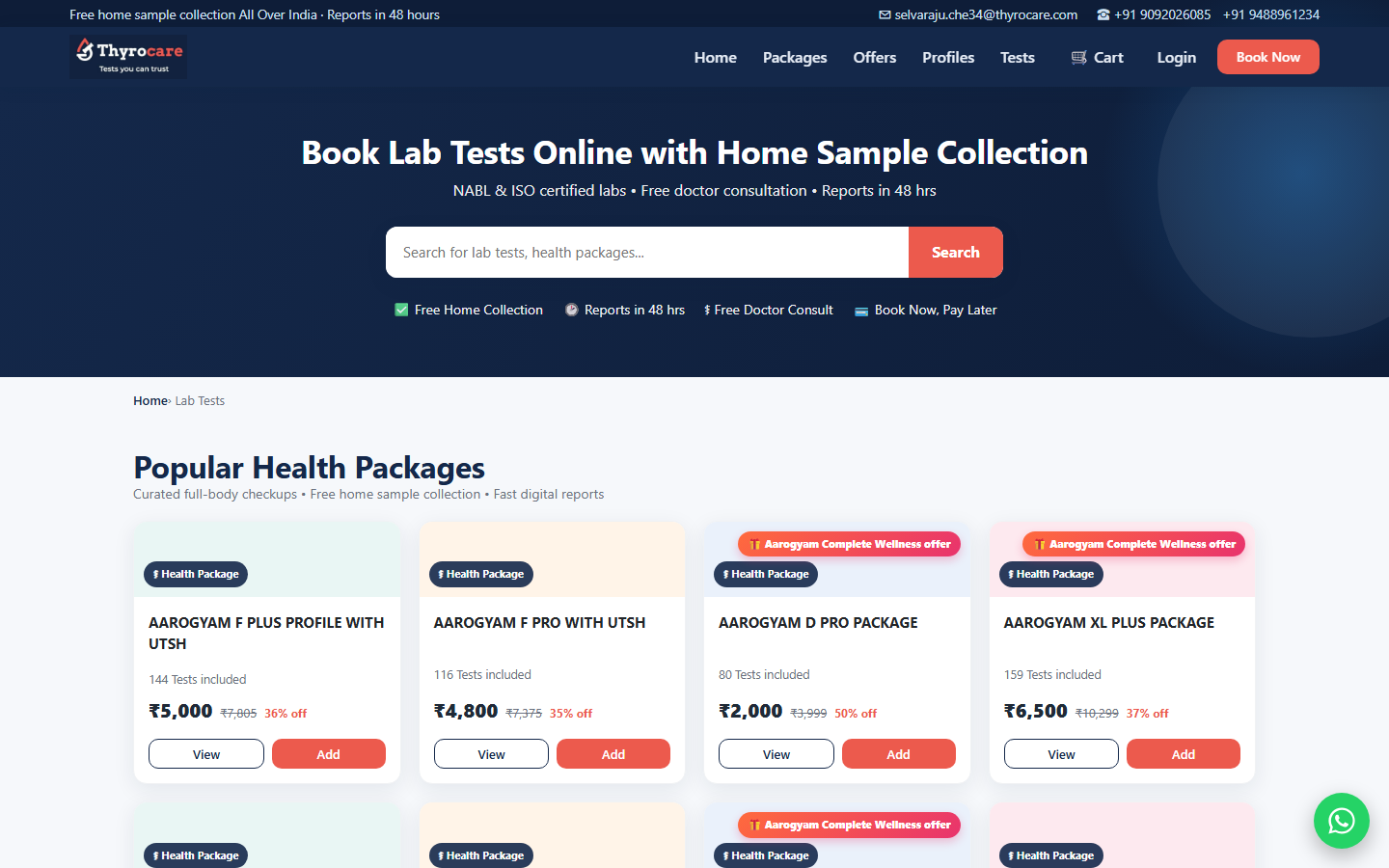 Website designed by RK Techno Solutions for Thyrocare Chennai — Healthcare