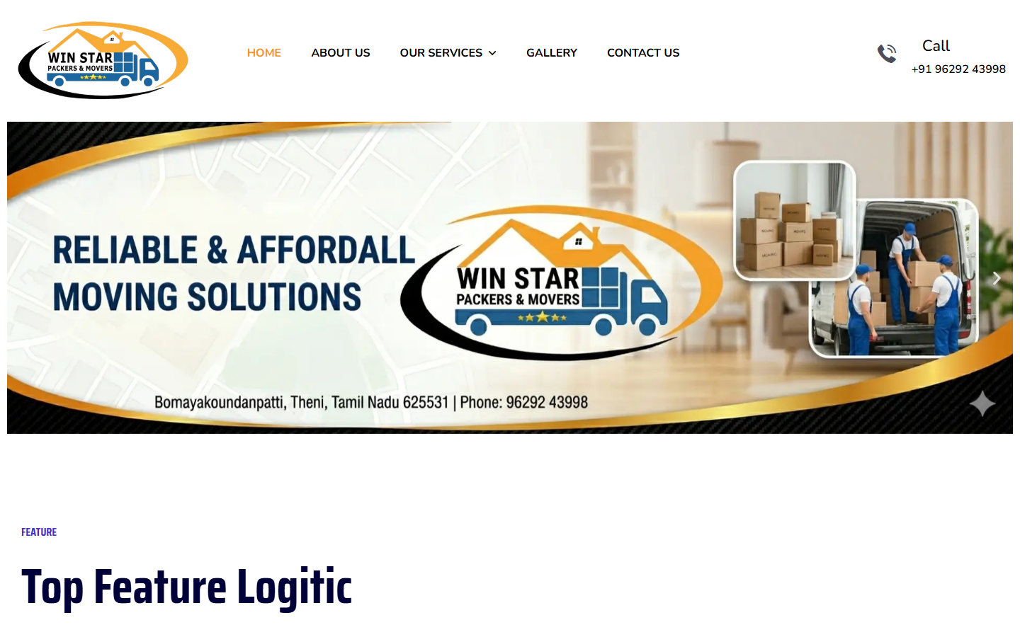 Website designed by RK Techno Solutions for Win Star Packers & Movers — Packers & Movers